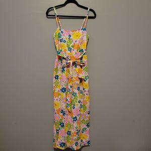 Show Me Your Mumu Floral Linen Blend Midi Dress NWT Size M Pockets USA Cottage